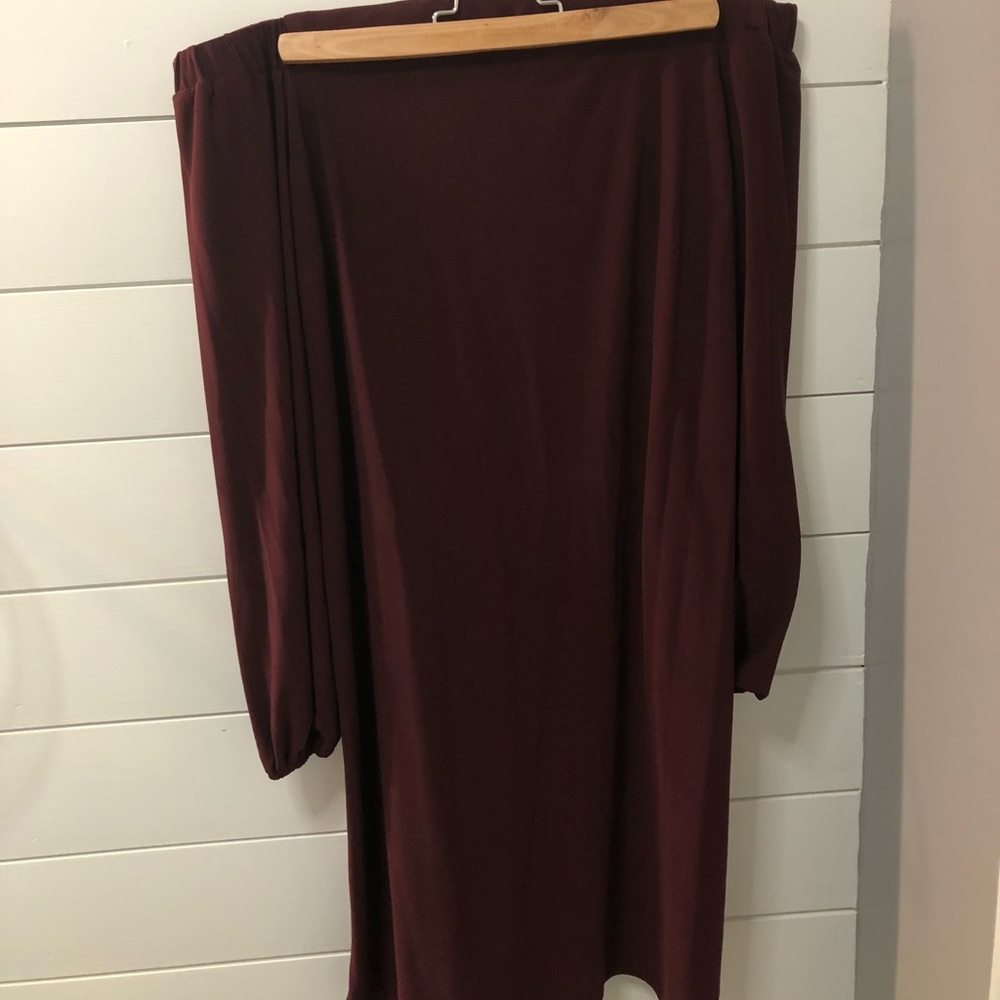 INC Off-The-Shoulder, Short Maroon Dress